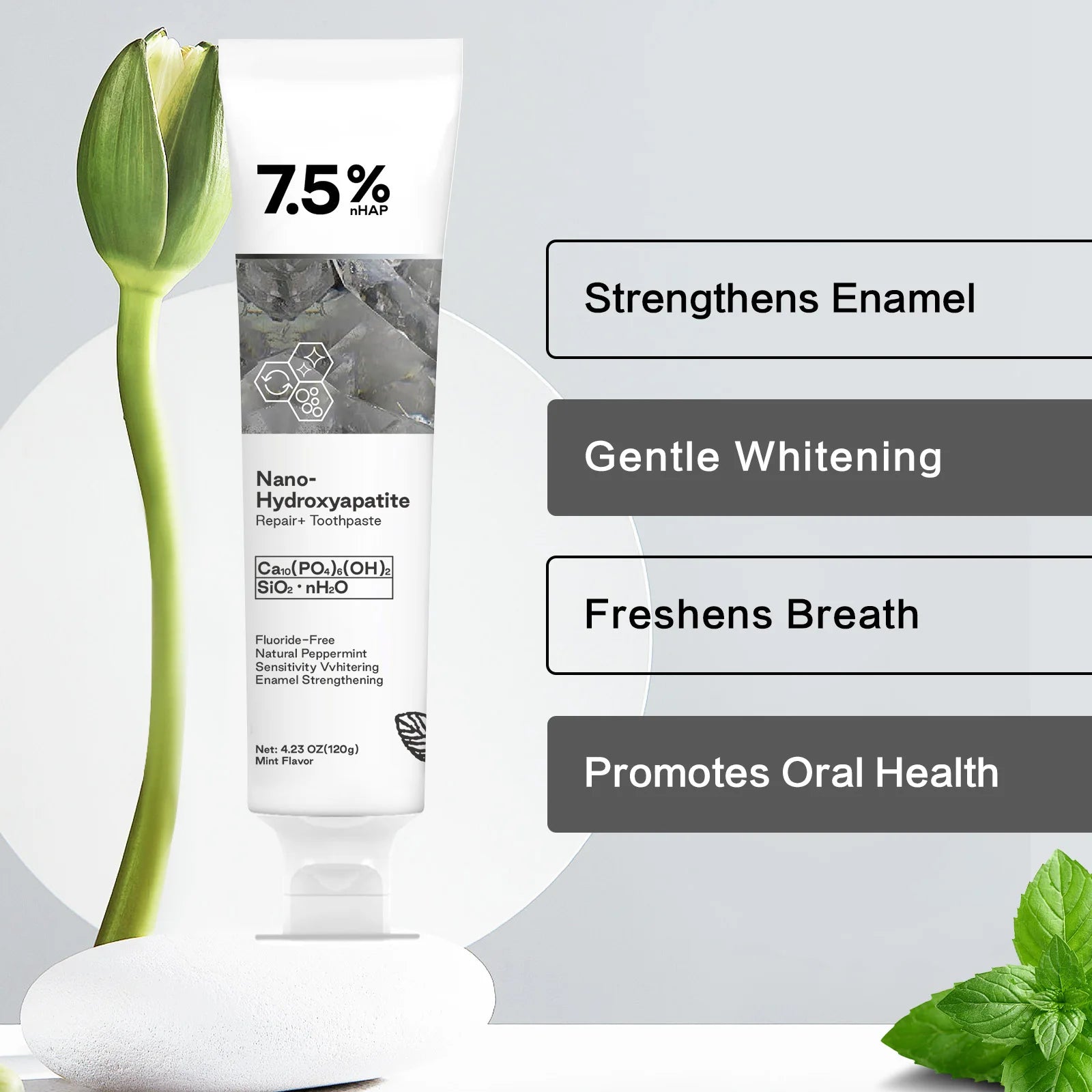 Tidesmit Nano Hydroxyapatite teeth whitening toothpaste for stain removal and fresh breath dental care