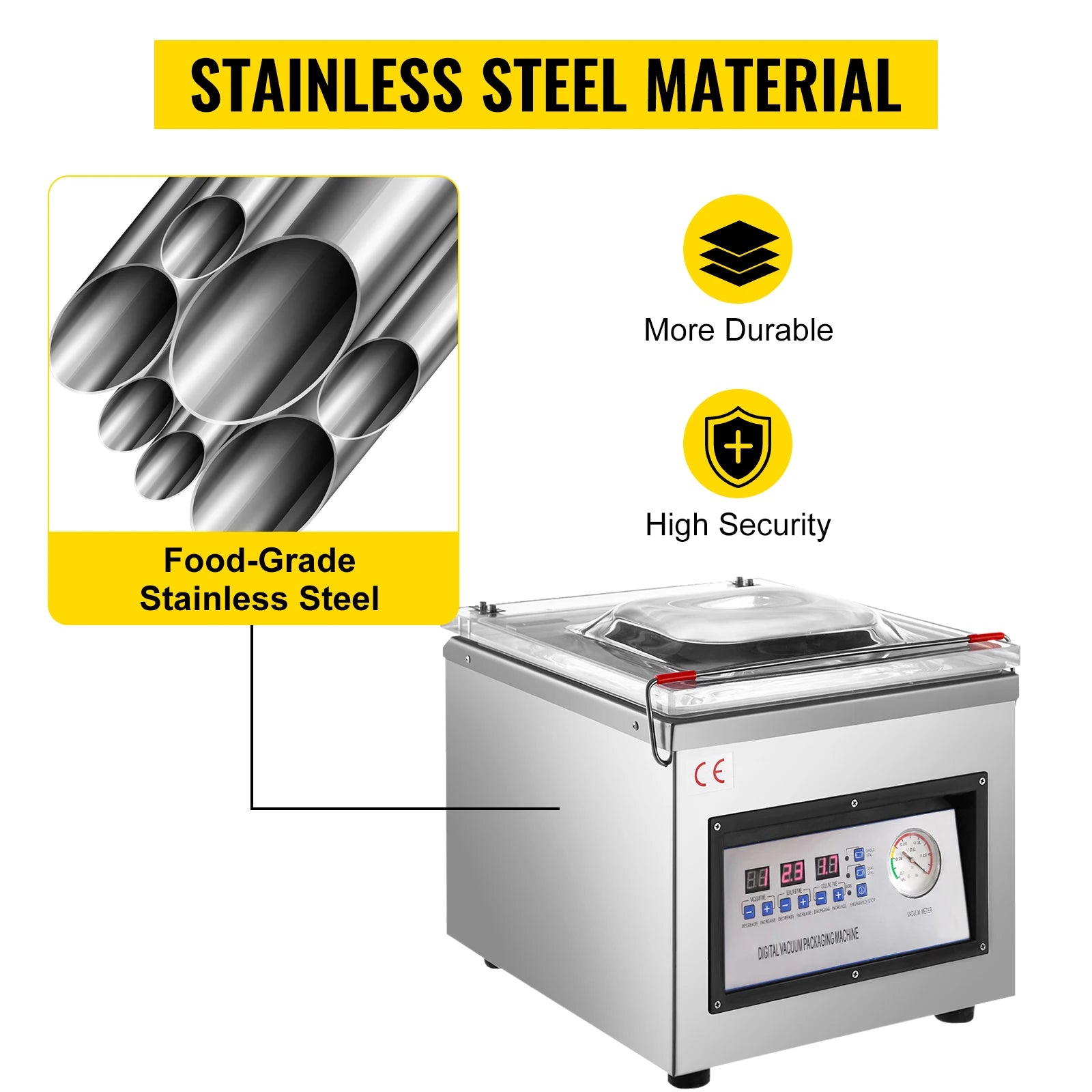 SucceBuy DZ-260C Chamber Vacuum Sealer Kitchen Food Packing Sealing Machine 110V Packaging for Food Saver Home Commercial Using
