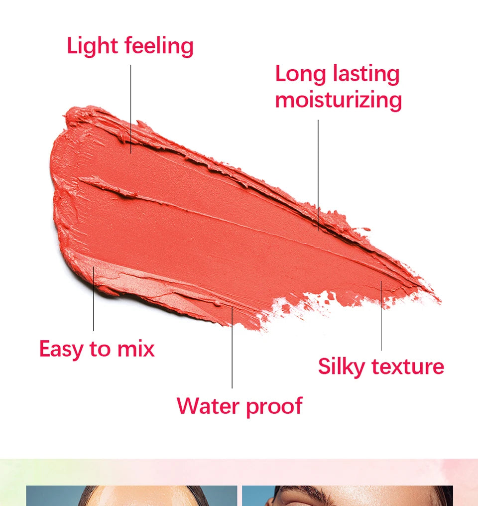 Tidesmit multi-functional waterproof cream blush stick shade swatch for brightening face makeup complexion