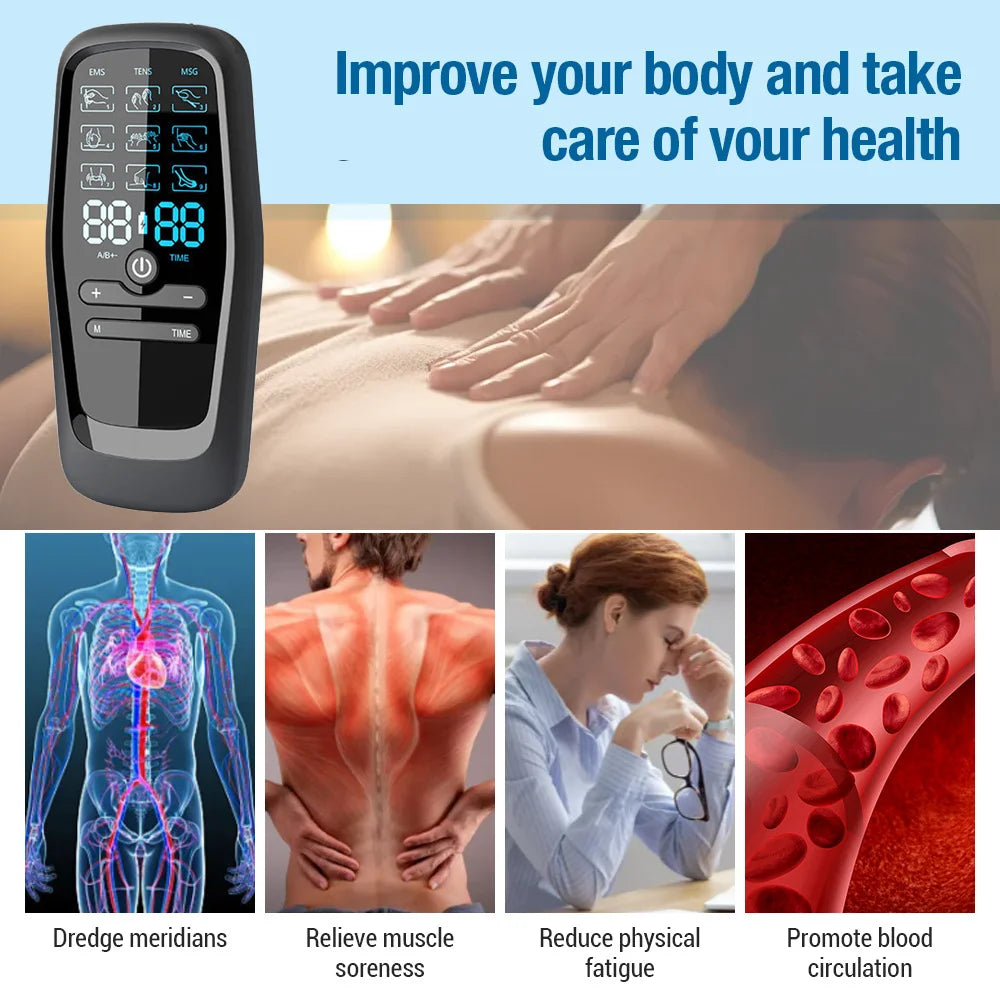 TENS Muscle Stimulator - Electric EMS Body Massager for Pain Relief Body Shaping Massage Equipment Tidesmit