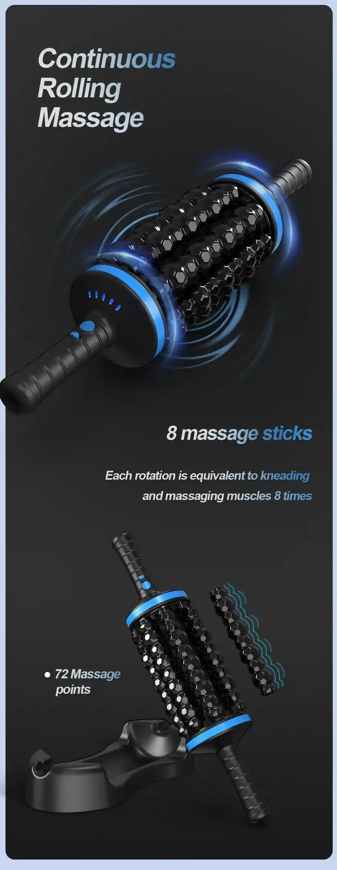Tidesmit Electric Massage Roller | Deep Tissue Muscle Recovery | Black Massage Roller Tidesmit