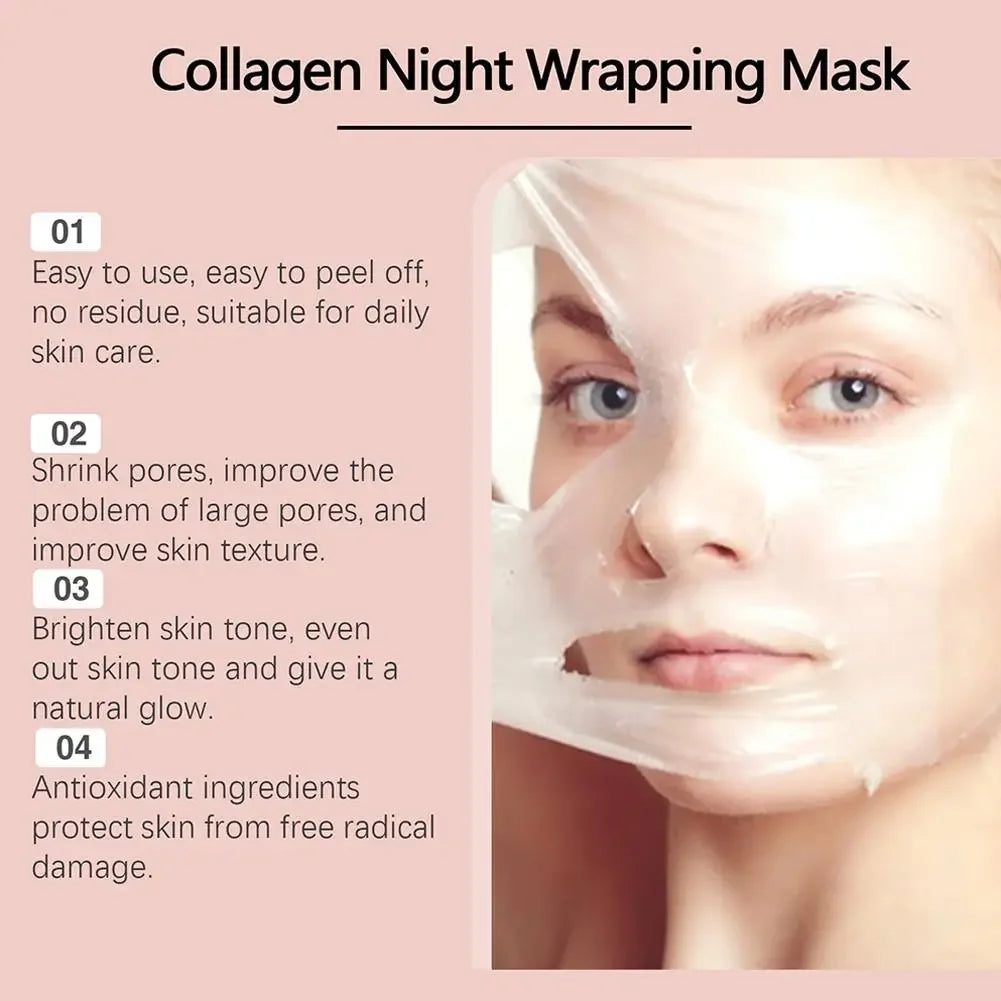 Tidesmit collagen peel-off night mask texture close-up for deep hydrating and firming face skin care