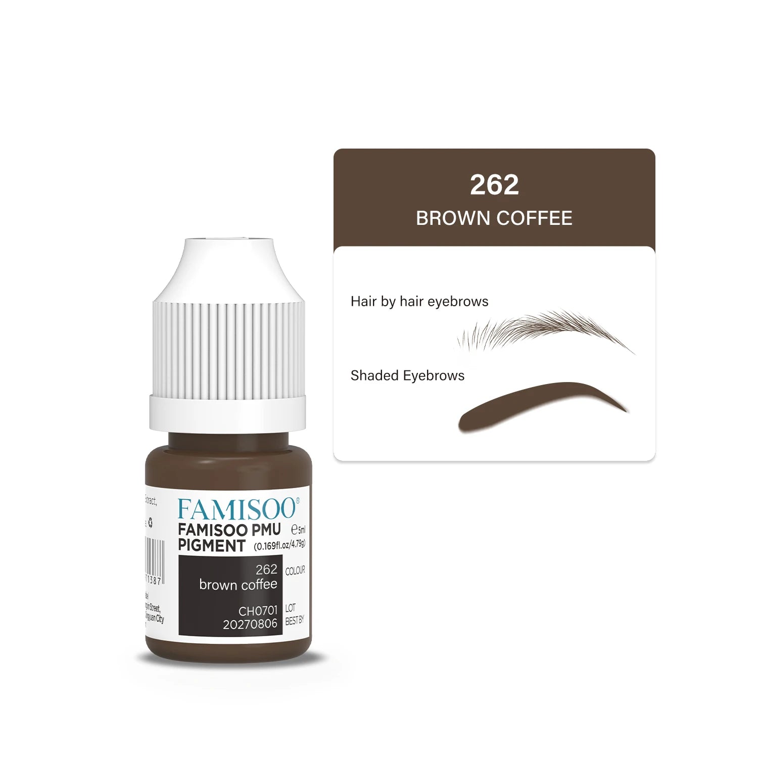 Eyebrow Tattoo Ink - Professional 5ml Microblading Pigment for PMU Machines Permanent Makeup Machines 262 Deep coffee Tidesmit