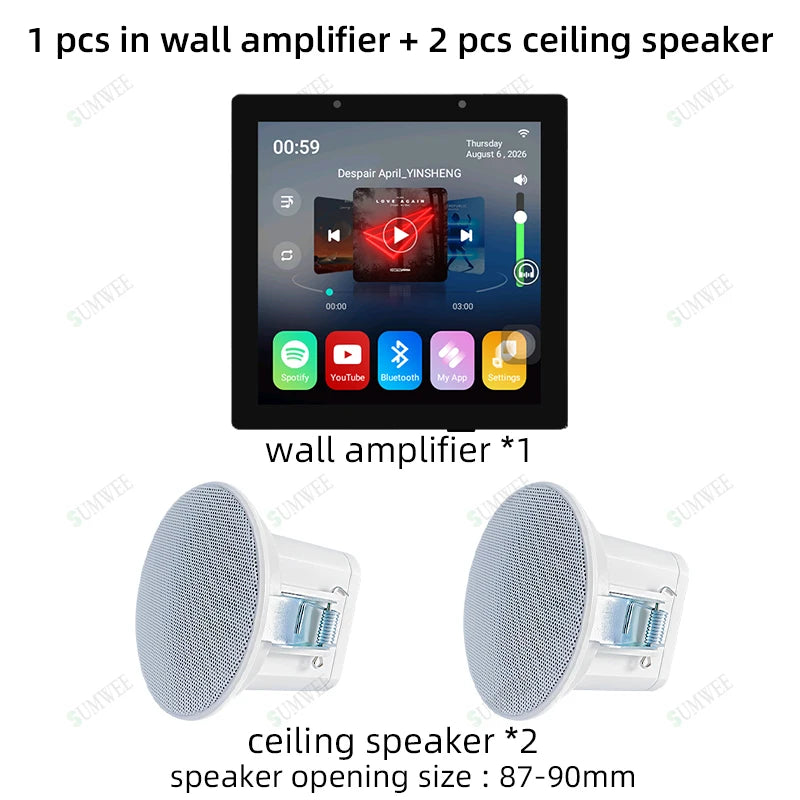 Home Smart Audio Android 11 WIFI System TUYA Control Panel Bluetooths Wall Amplifier Ceiling Speakers ALEXA Voice Music Player