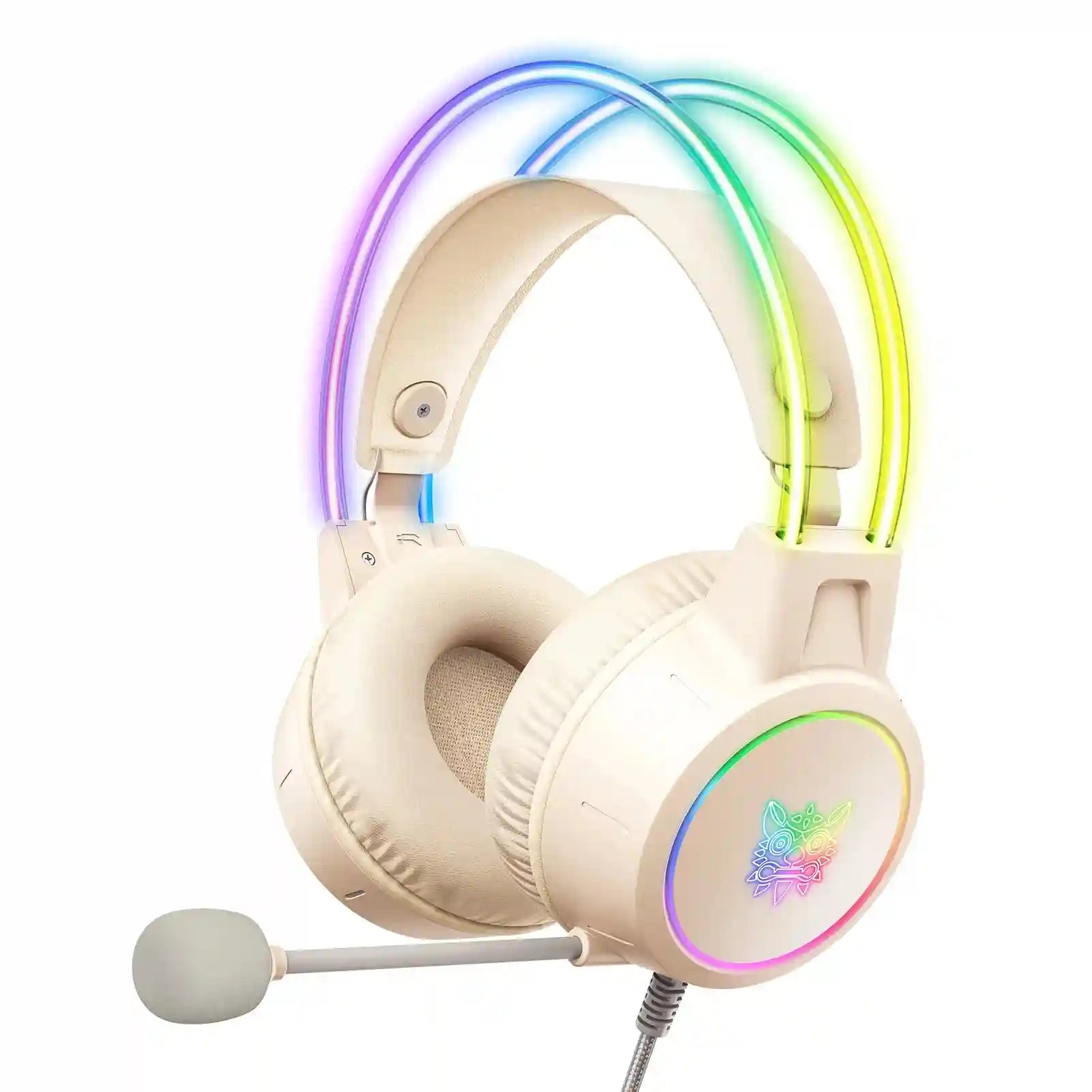 Gaming Headset with Mic - Wired RGB Over-Ear Headphones by Tidesmit White without Ear Tidesmit