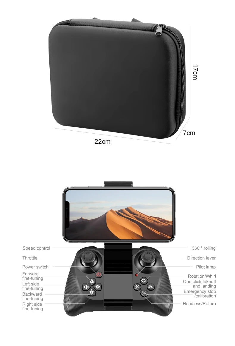 Foldable 6K Camera Drone with WiFi FPV and Headless Mode - Tidesmit V38 Tidesmit