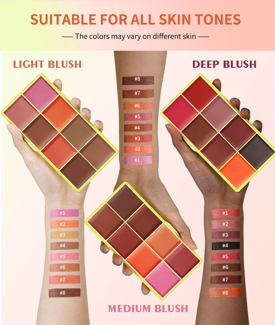 Tidesmit 8 color eyebrow cream highlighter palette with matte and shimmer finishes for long-lasting natural face makeup