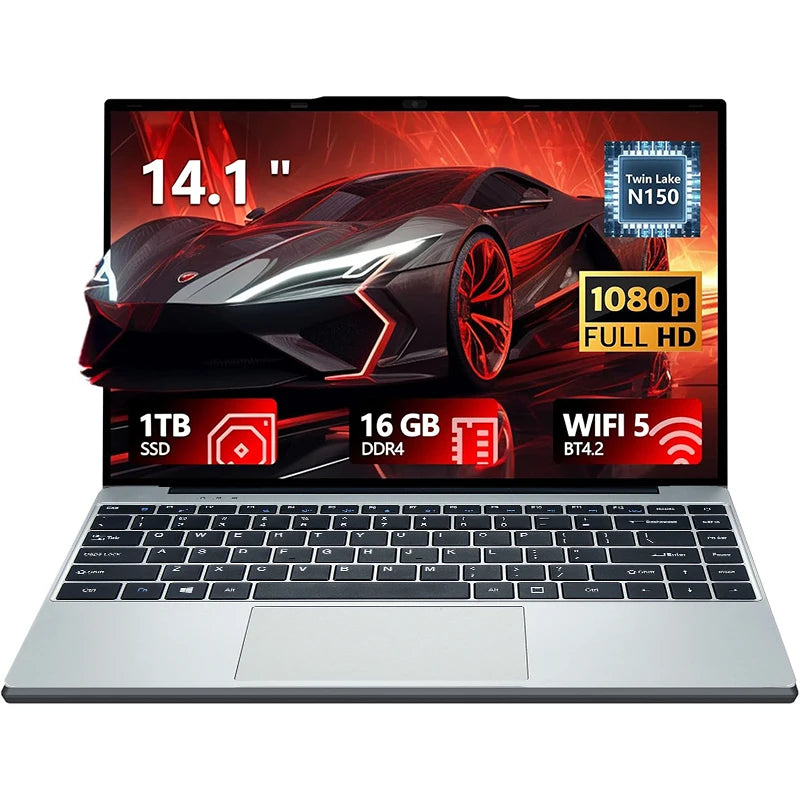 2026 New 14.1" Laptop Computer Intel N150 Windows 11 Pro 16GB RAM 1TB M.2 SSD Gaming Notebook PC 1920*1080 HD Portable Laptops