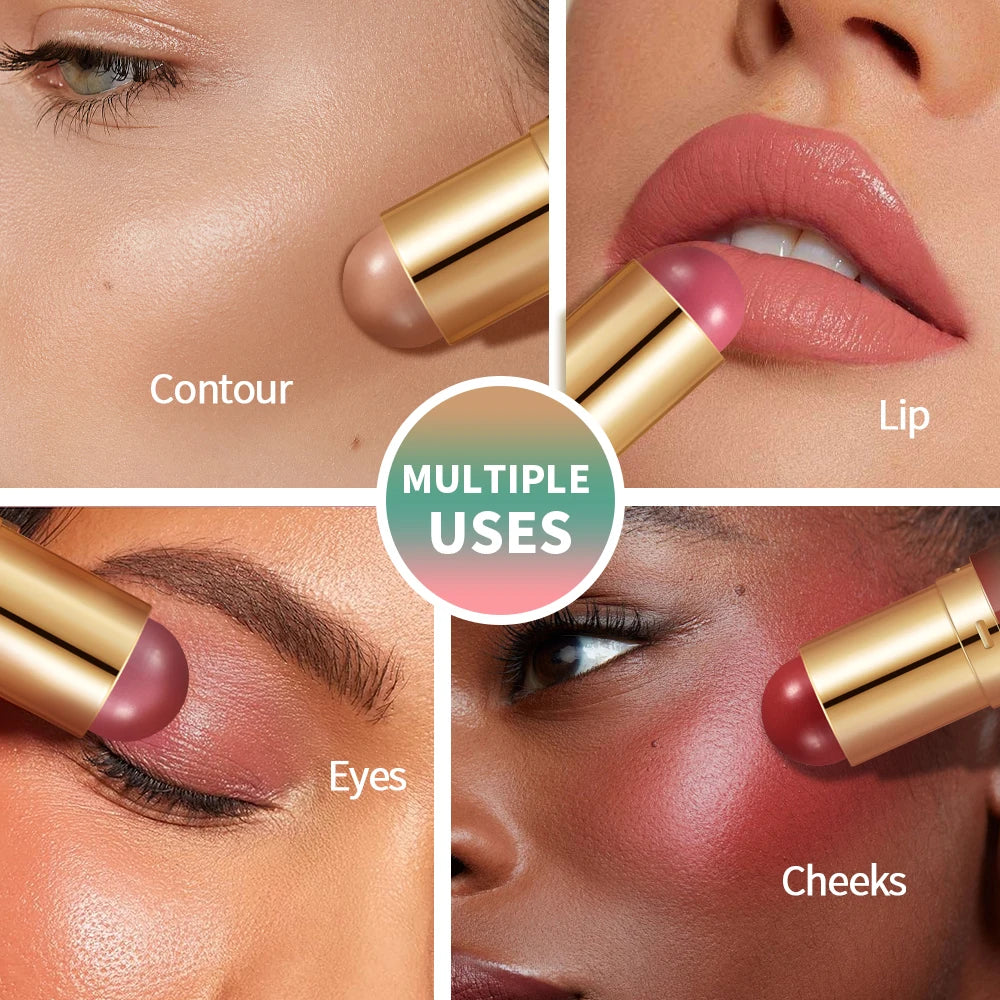 Tidesmit Double-Headed Bronzer Blush Stick in detail view showing matte contour and glossy bronze makeup texture
