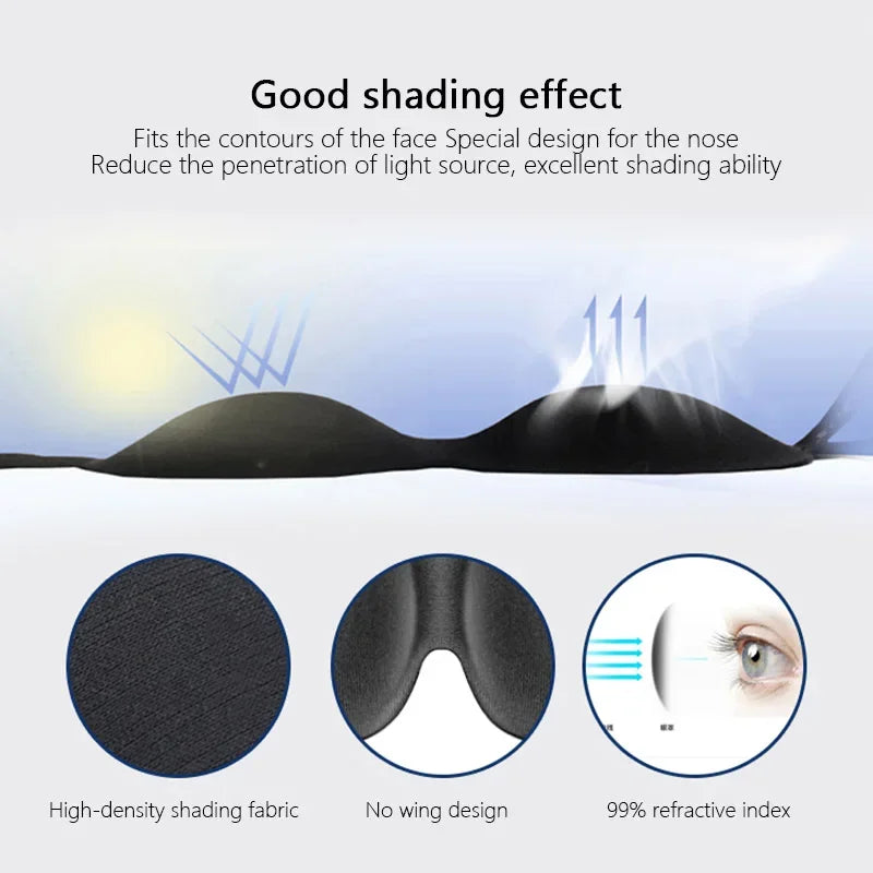 3D Smooth Natural Sleep Mask Fully Adjustable Shoulder Strap Unisex Essential for Travel Peaceful Sleep Blindfold Light Eyepatch