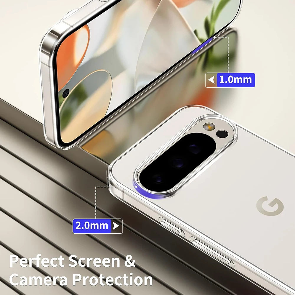 Google Pixel 9 Pro XL Shockproof Slim Silicone Case - Transparent Tidesmit