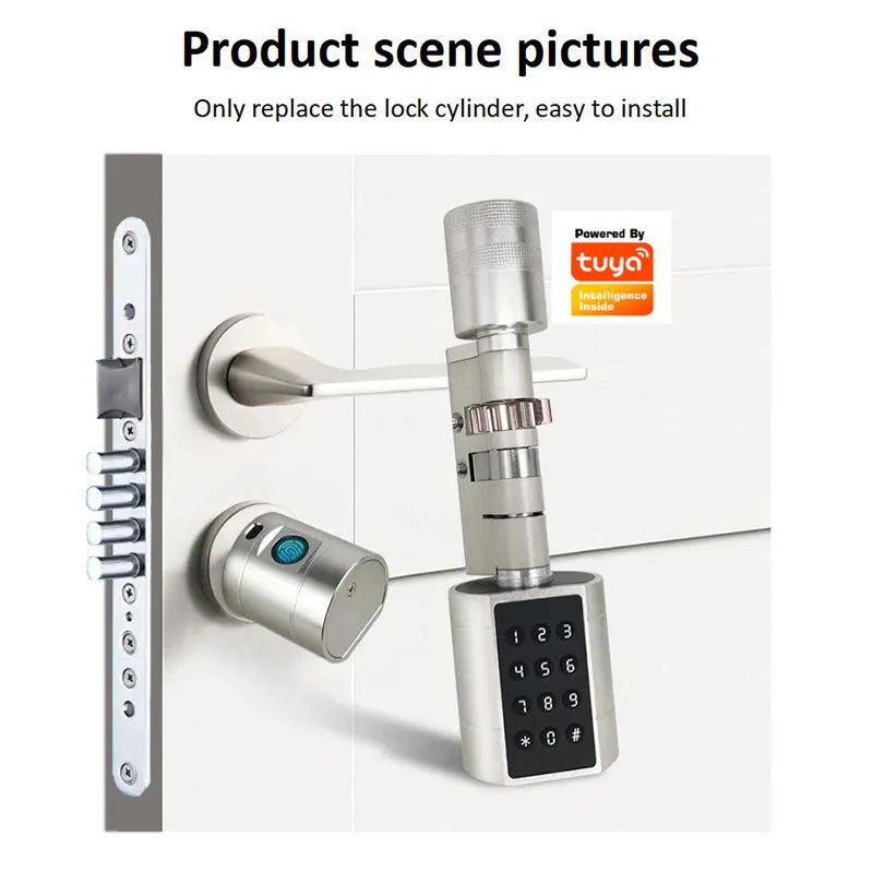 Israel-only Tuya APP Fingerprint Cylinder Electronic Smart Door Lock Digital Keypad Code Key Card Remote Control Home Apartment