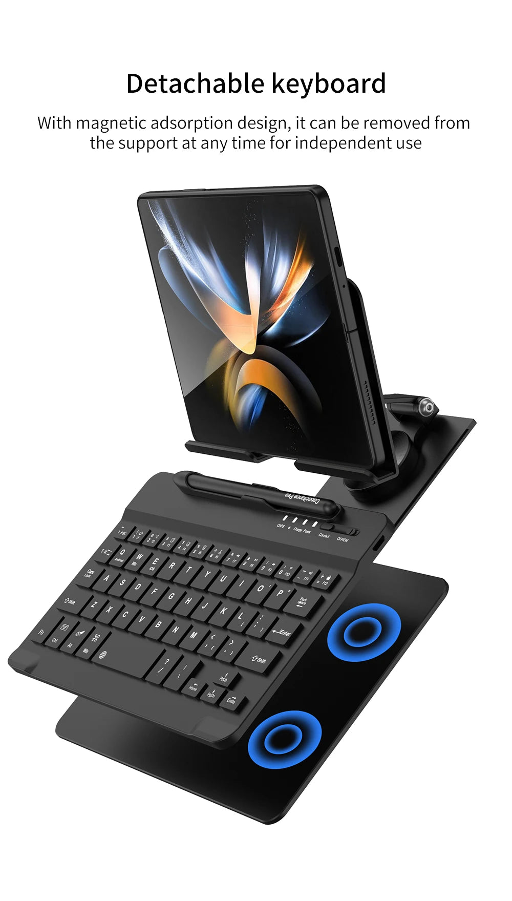 Wireless Keyboard and Mouse for Samsung Galaxy Z Fold Set - Navy/Black/Silver Tidesmit
