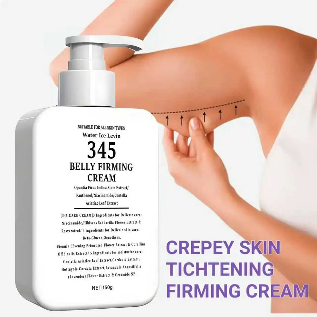 Water Ice Levin 345 Belly Firming Cream, 150g, with Niacinamide & Centella, Lightweight Moisturizes for Elastic, Firm Belly Skin