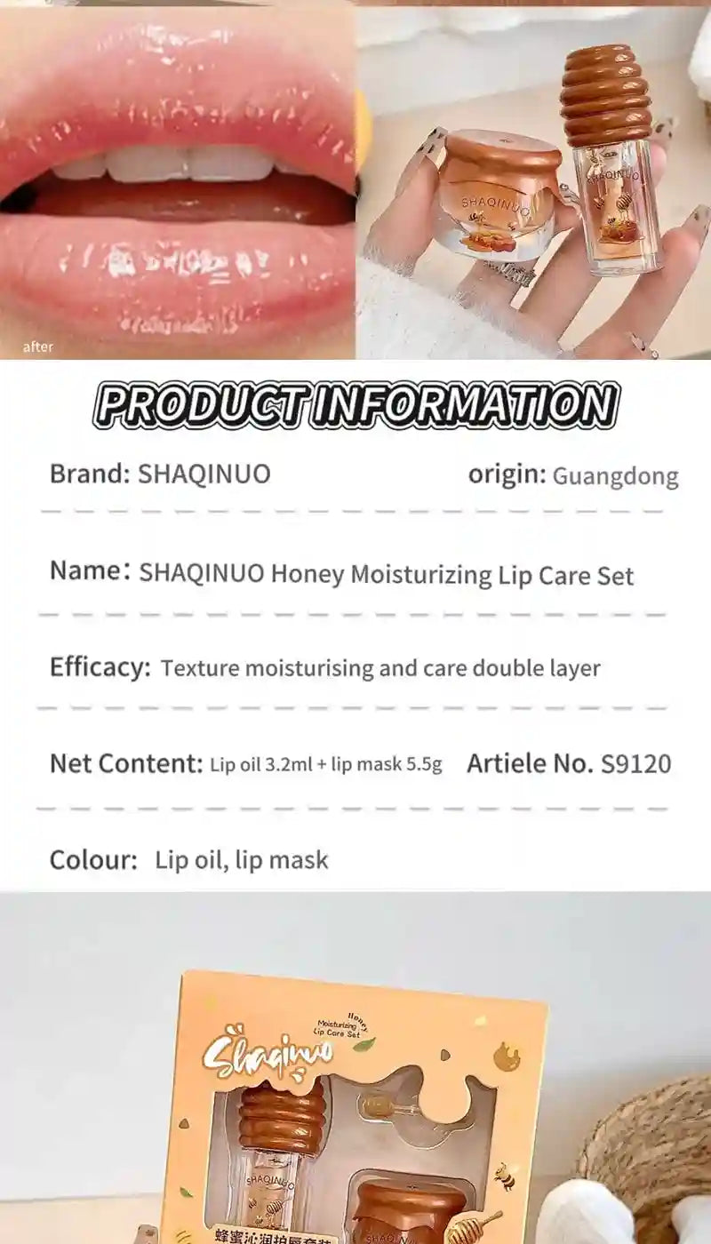 Honey Lip Oil Set – Nourishing Lip Treatment & Hydrating Care Lip Care Tidesmit