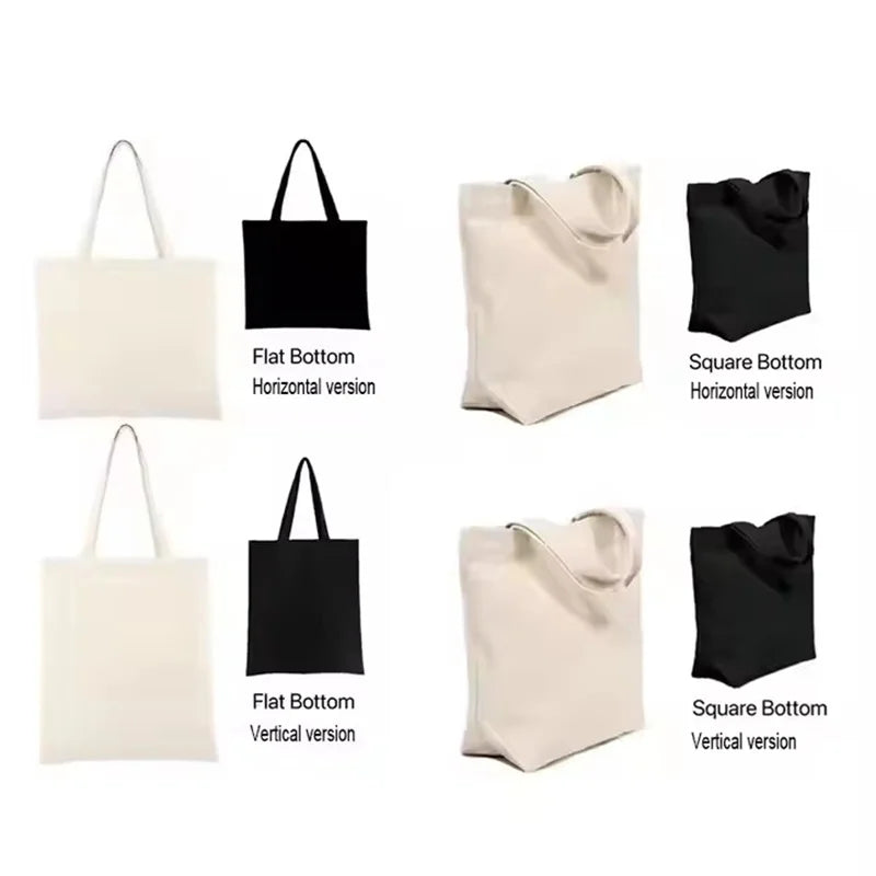 100PCS/Lot Custom Logo Natural Canvas Tote Bags – High-Quality Reusable Cotton Grocery Shopping Bags with Large Capacity