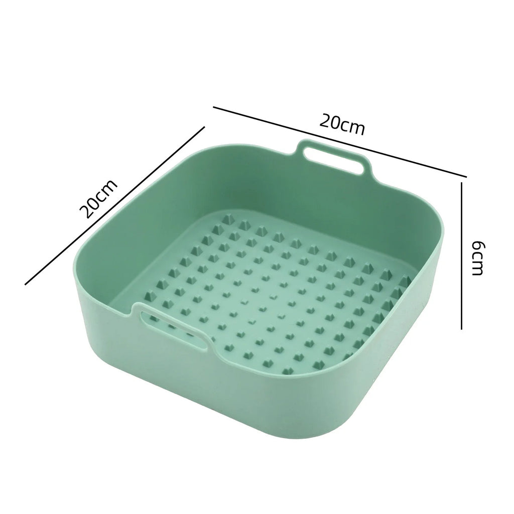 Silicone Air Fryer Baking Tray Square Reusable High Temperature Resistant Air Fryer Baking Pan Insulation Mat Oven Baking Tools