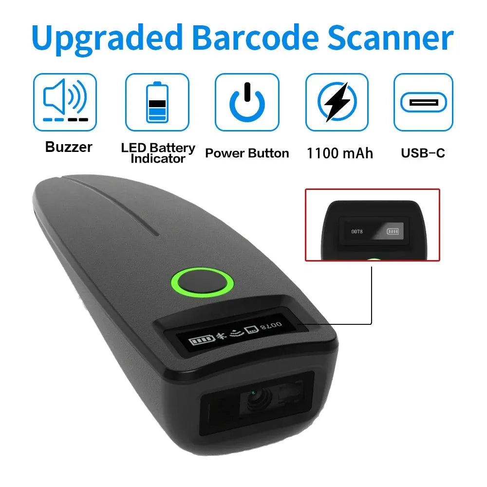 2D Barcode Scanner W7 Mini Wireless Bluetooth Handheld Portable 1D 2D QR Code Data Matrix PDF417 Reader With Storage Function
