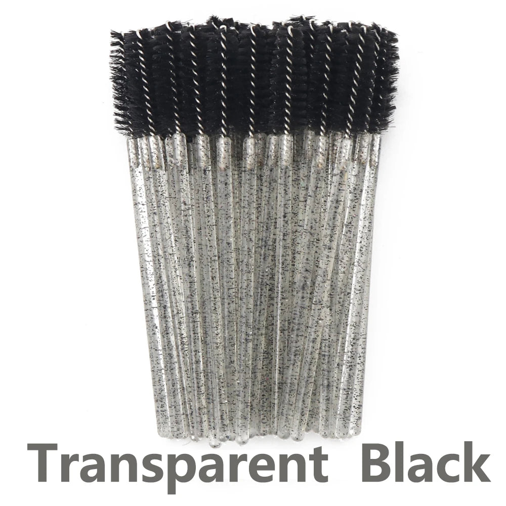 Disposable Eyelash Brushes for Extensions - Premium Soft Crystal Wands False Eyelashes Transparent Black Tidesmit