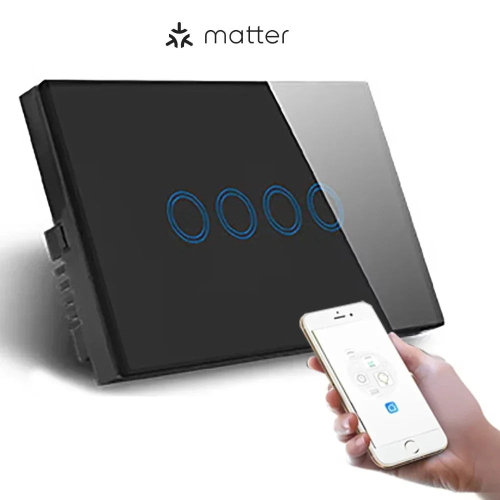 Melery Matter over WiFi Smart Light Switch Glass Touch Sensor Remote Control by Alexa GoogleApple Home Siri Homekit SmartThings
