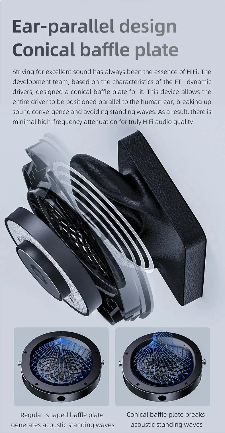 FiiO FT1 Closed-Back Wired Headphones Nanowood Fiber - Tidesmit Tidesmit