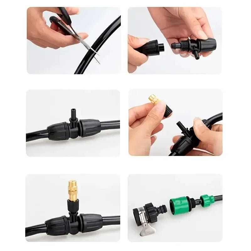 5-20m Garden Watering System Automatic Irrigation Spray Sprinkler System Garden Potted Irrigation Kit Spray Cooling Kit