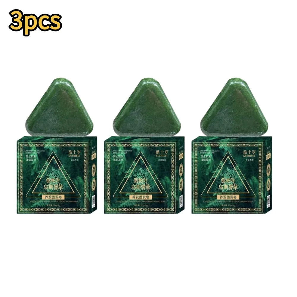 1-10PCS Triangle Shampoo Bar, Usman Grass Shampoo Bar,Nature Seven Green Soap Shampoo, Calming & Strengthens Hair for Women Men