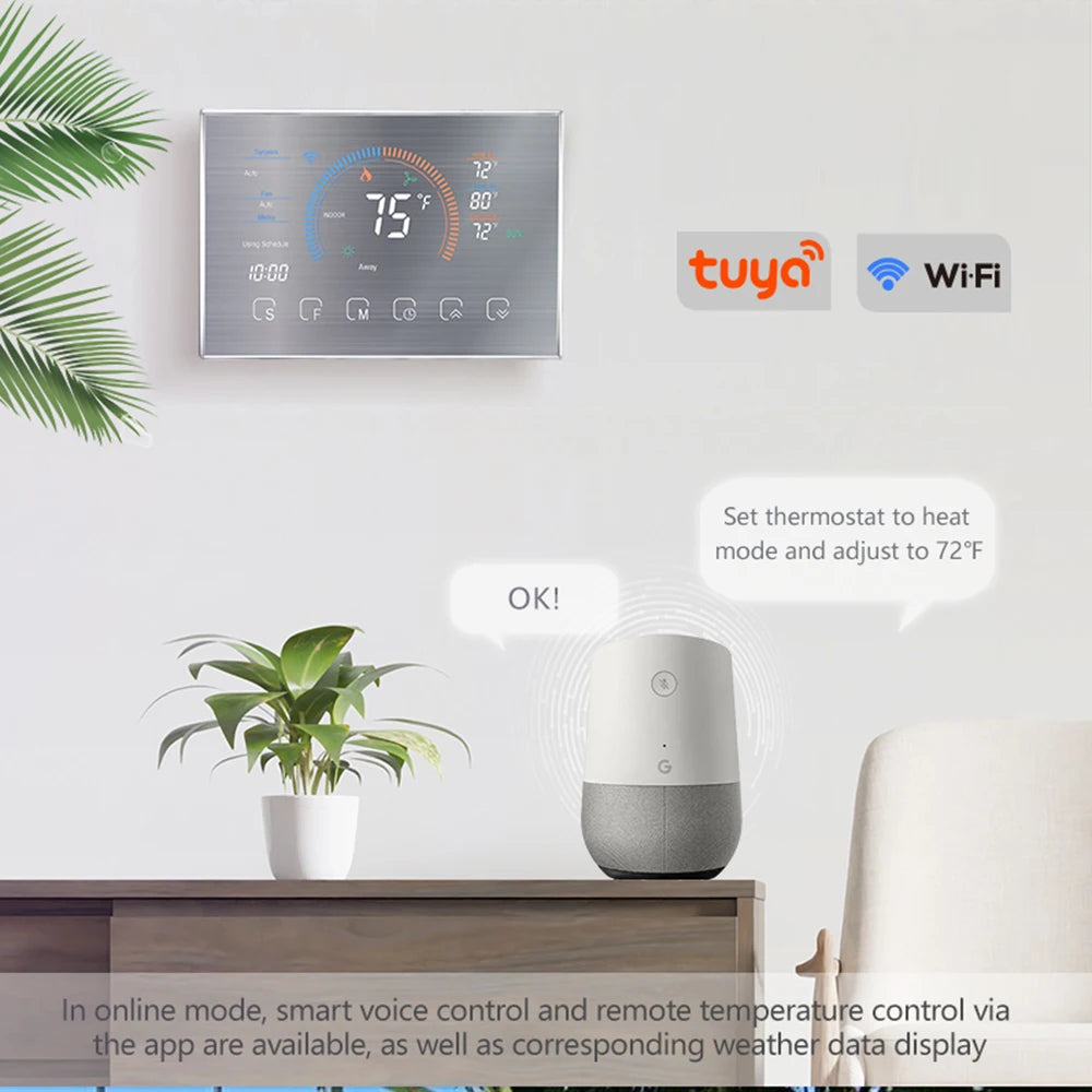 WiFi Smart Thermostat Temperature Controller Programmable Touch Control Mobile APP Voice Control Compatible with Alexa Home