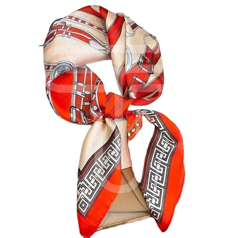 Customized Print Premium Pure Silk Scarves for Women Lightweight Satin Neck Wrap with Soft Touch Solid Pattern Silk Wrap Scarves