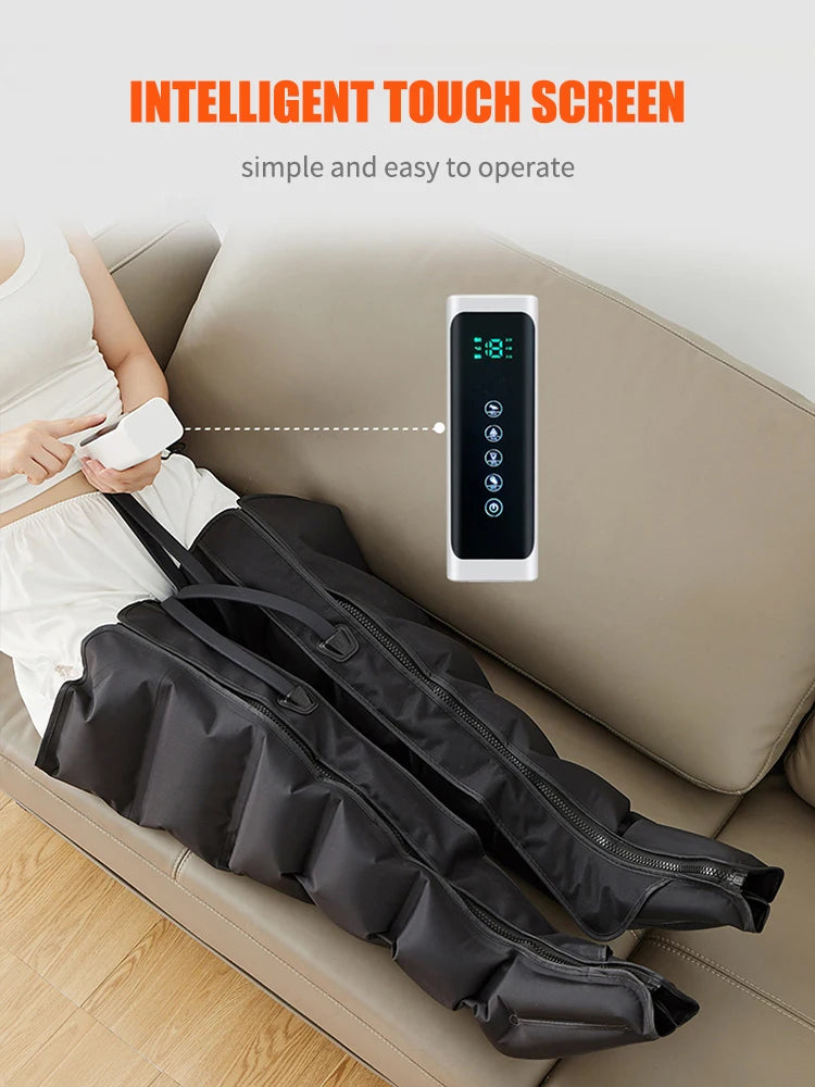 Air Compression Massage Boots for Leg Circulation - Black EU Plug Relaxation Treatment Tidesmit