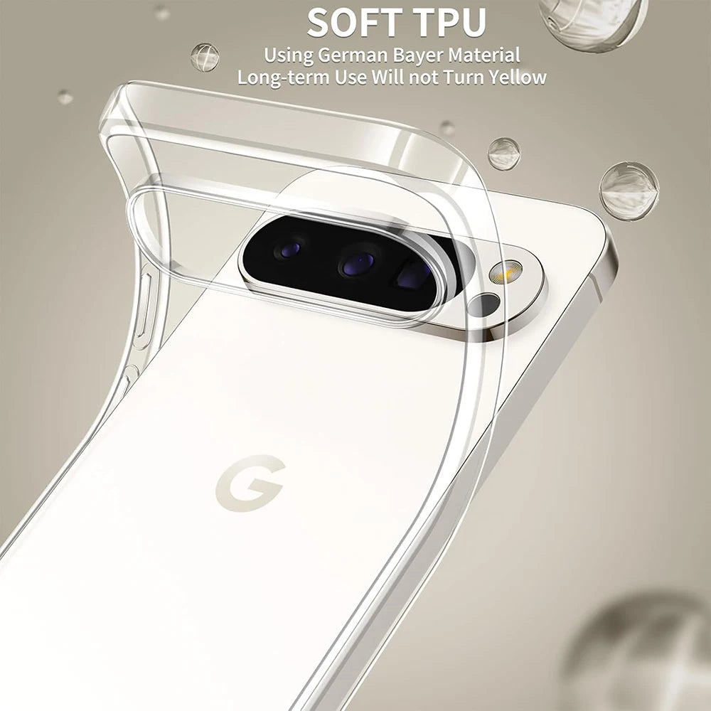 Google Pixel 9 Pro XL Shockproof Slim Silicone Case - Transparent Tidesmit