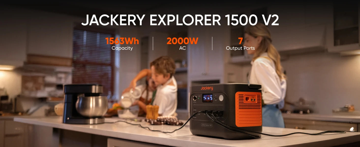 Jackery Explorer 1500 v2 with Low-temp Protection Bag , 1534Wh LiFePO4 Solar Generator, 2000W Power Station for Winter Camping