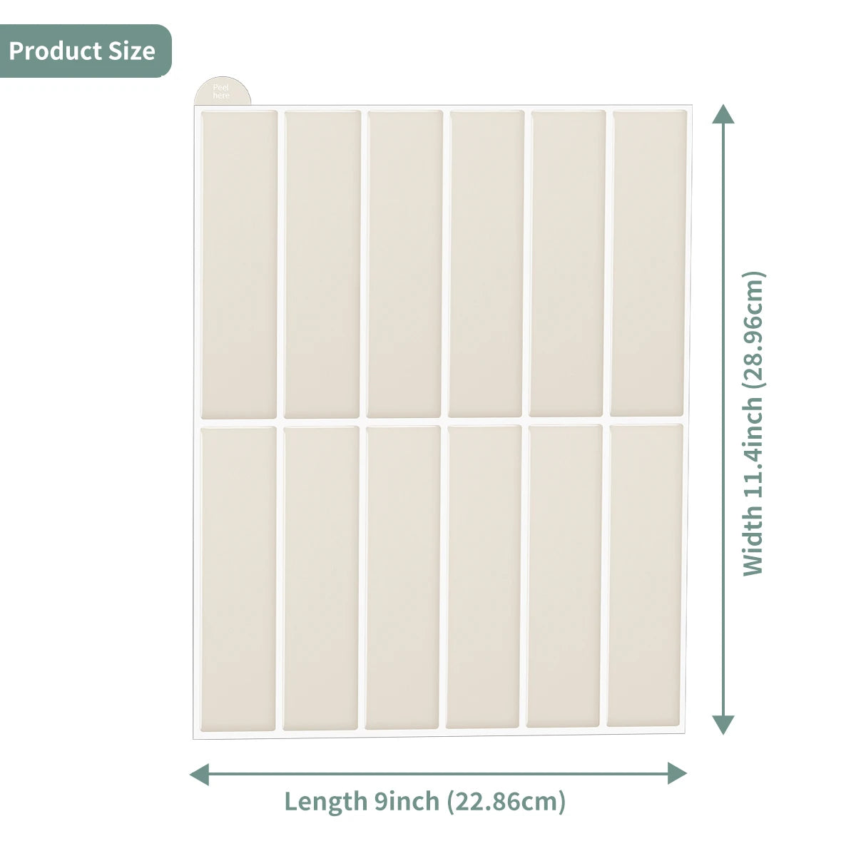 Square tile wall sticker mosaic set in cream, peel-and-stick backsplash panels