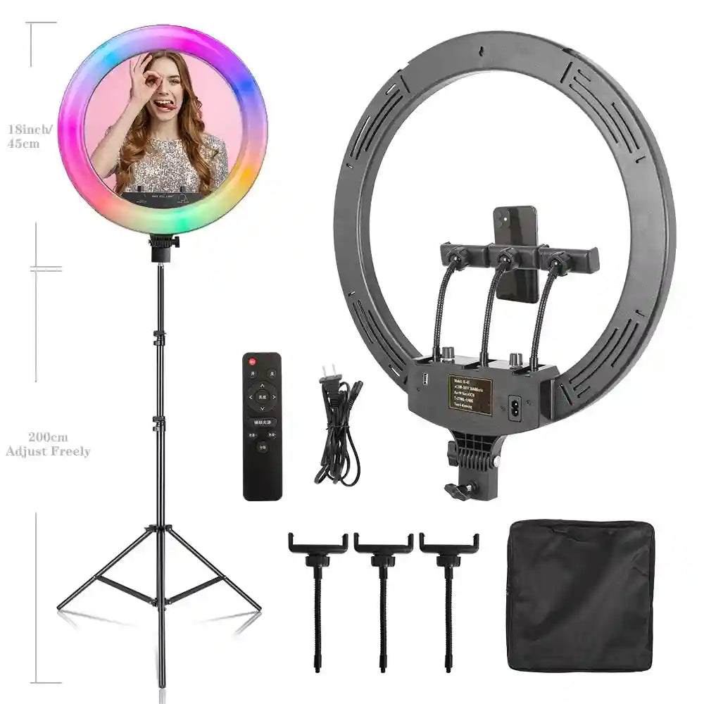 18 Inch RGB Ring Light with Tripod for Professional Content Creation New2m Tripod RGB Tidesmit