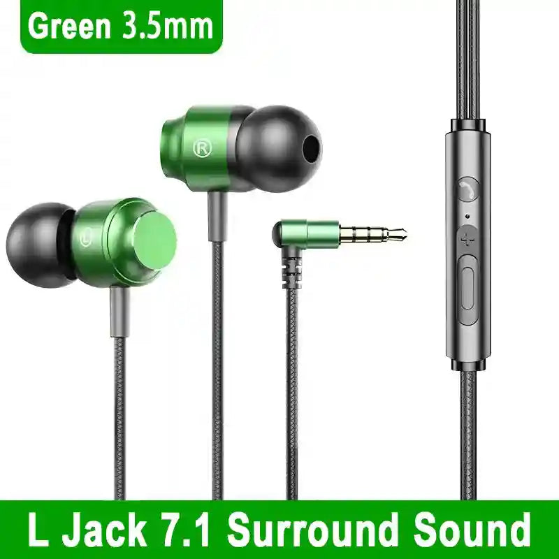 Wired Gaming Headset with Mic - HiFi Surround Sound Audio by Tidesmit Green 3.5mm Tidesmit