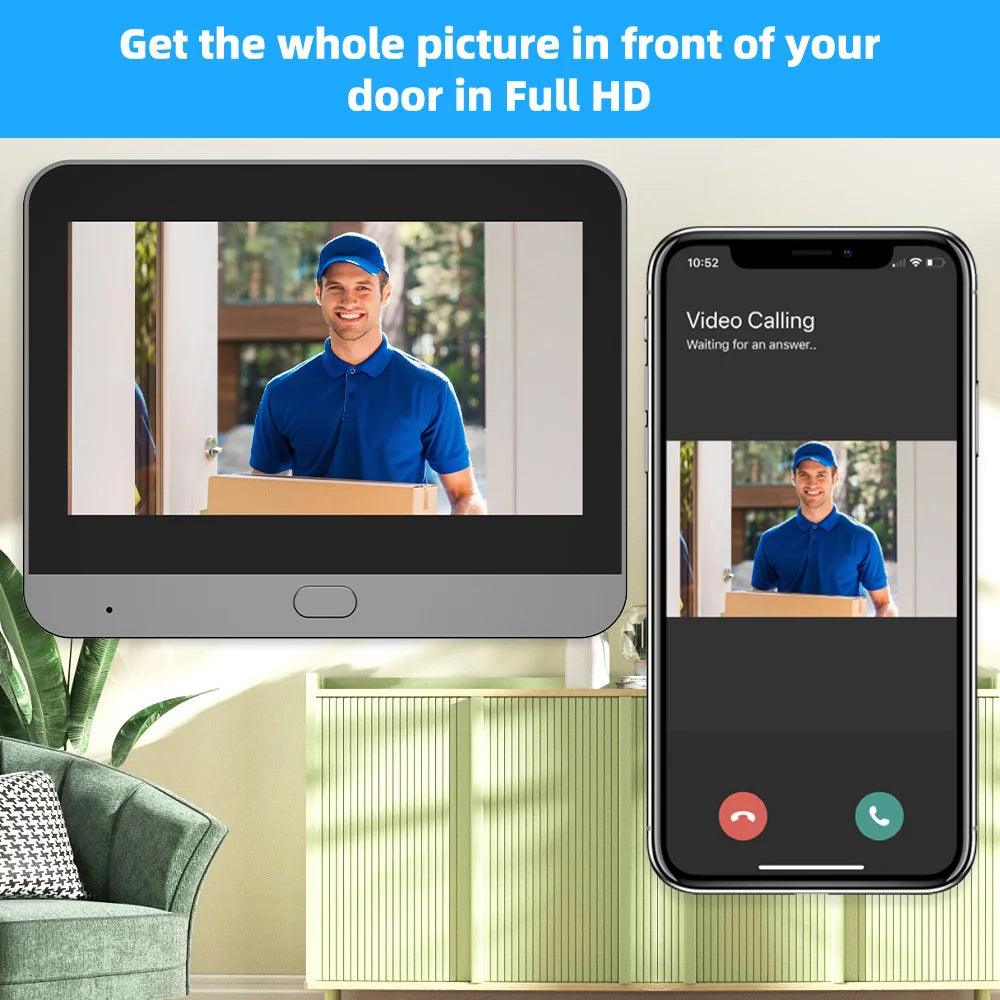 4.3'' IPS Screen Smart life/Tuya APP 2.4G 3MP Wireless wifi Video Intercom Doorbell eye PIR High-definition Visual Monitoring