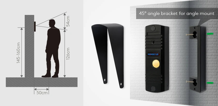 (Not Standalone) HOMSECUR 84201-CR-FHD Doorbell Camera 2.0MP Night Vision For HDK Video Door Phone Intercom Doorbell