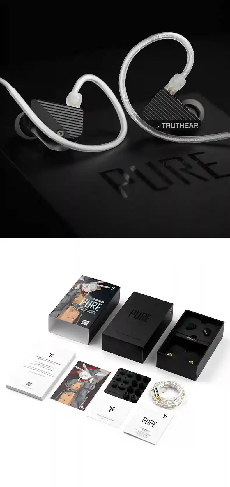 TRUTHEAR PURE Wired In-Ear Monitors | 1DD+3BA HiFi Studio Headphones Tidesmit