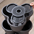 4pcs/set Stackable Vertical Flower Pot Plastic Garden Planter Tower with Movable Casters Strawberry Seedling Frame Decoration