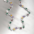 925 Sterling Silver Multi Color Gemstone Necklace Luxury Moissanite Halo Tennis Choker Necklace for Women