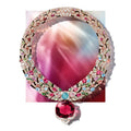 Luxury Rose Gold Pendant Necklace With Ruby Main Stone Flower Pattern Women Party Jewelry