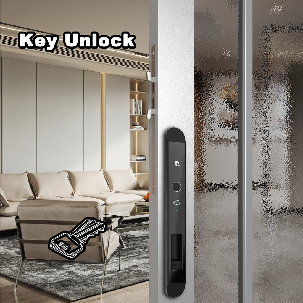 WINFREE Digital Slim Swing and Sliding Door Smart Tuya Bluetooth Lock Compatible Alexa or Google Smart Home