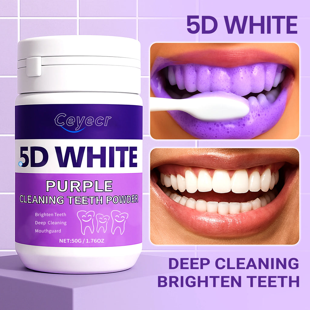 Tidesmit purple teeth whitening powder with natural ice mint formula for sensitive teeth in 50g travel jar