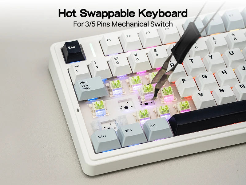 EPOMAKER x AULA F75 75% ANSI Hot-Swap Gasket Bluetooth 5.0/2.4G Wireless/Wired Mechanical Keyboard PBT Keycaps for Mac/Win