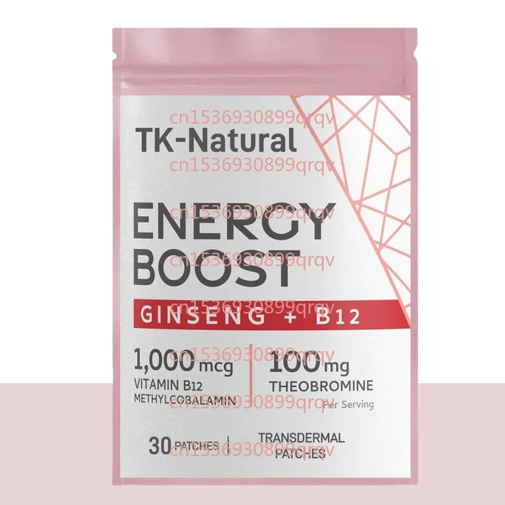 Tidesmit Energy Boost 30 Transdermal Patches with Ginseng and Vitamin B12 for physical and mental energy support.