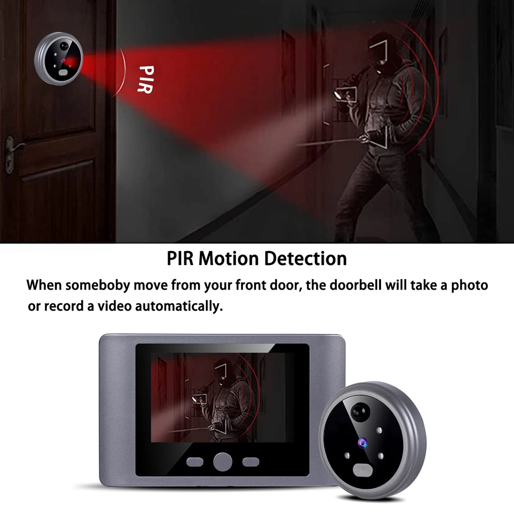 Wireless Home Security Peephole Video Doorbells 720P Digital Door Peepholes with Camera Support Video Record No APP No Wifi