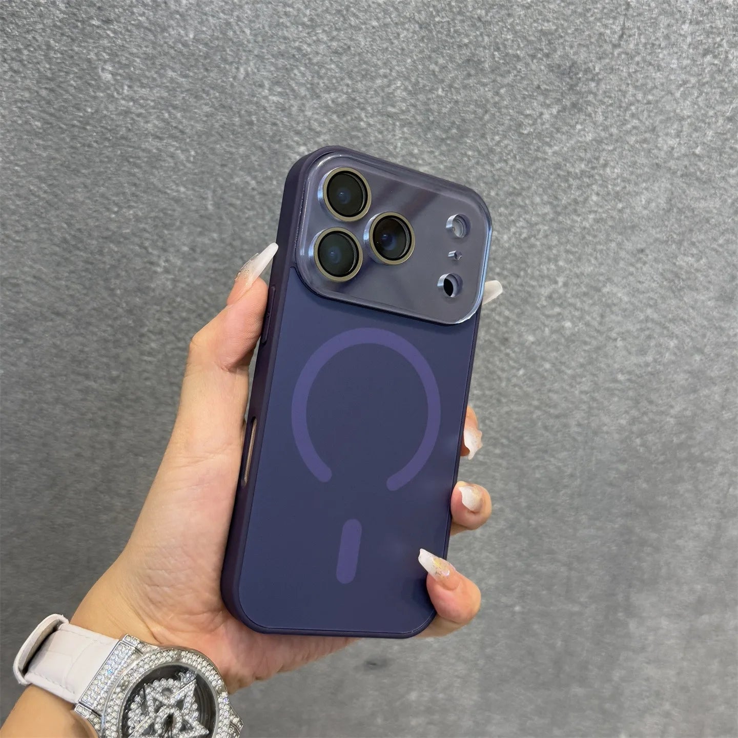 Magnetic iPhone 16 Pro Case with Matte Electroplating and Lens Protection Deep purple Tidesmit