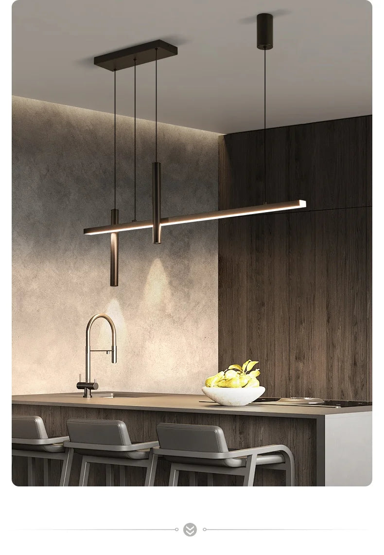 Linear LED Chandelier for Dining Room - Modern Dimmable Pendant Light Tidesmit