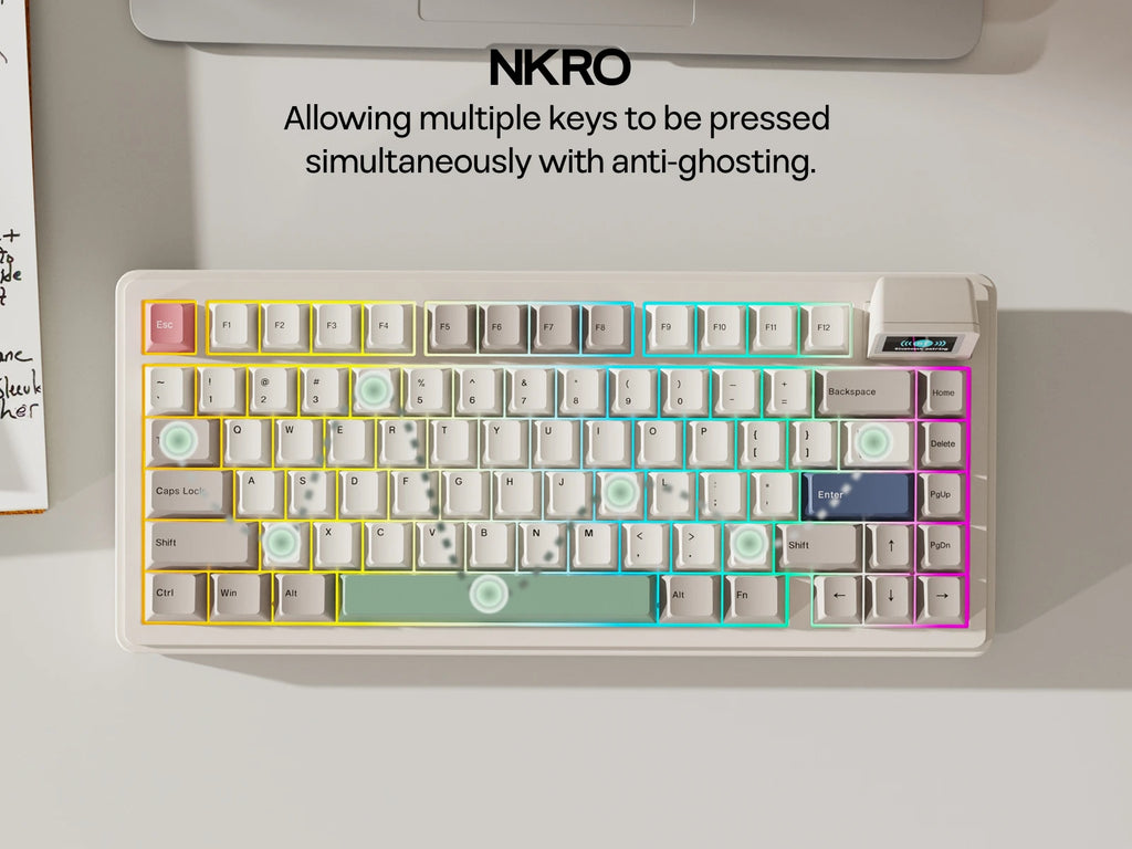 EPOMAKER RT82 QMK/VIA 75% US QWERTY Layout Hot-Swap Gasket Wired/BT 5.0/2.4GHz Wireless Mechanical Keyboard with LCD Screen