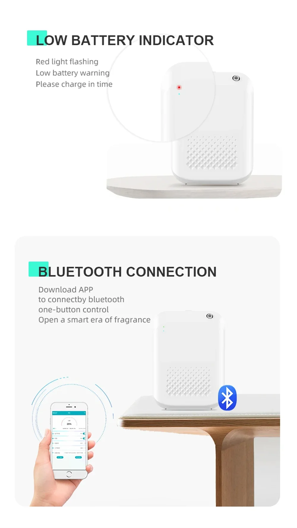 Battery Aroma Diffuser Coverage 300m³ Essential Oil Diffuser Scent Machine Bluetooth Control Air Purifier Use Battery Fragrance
